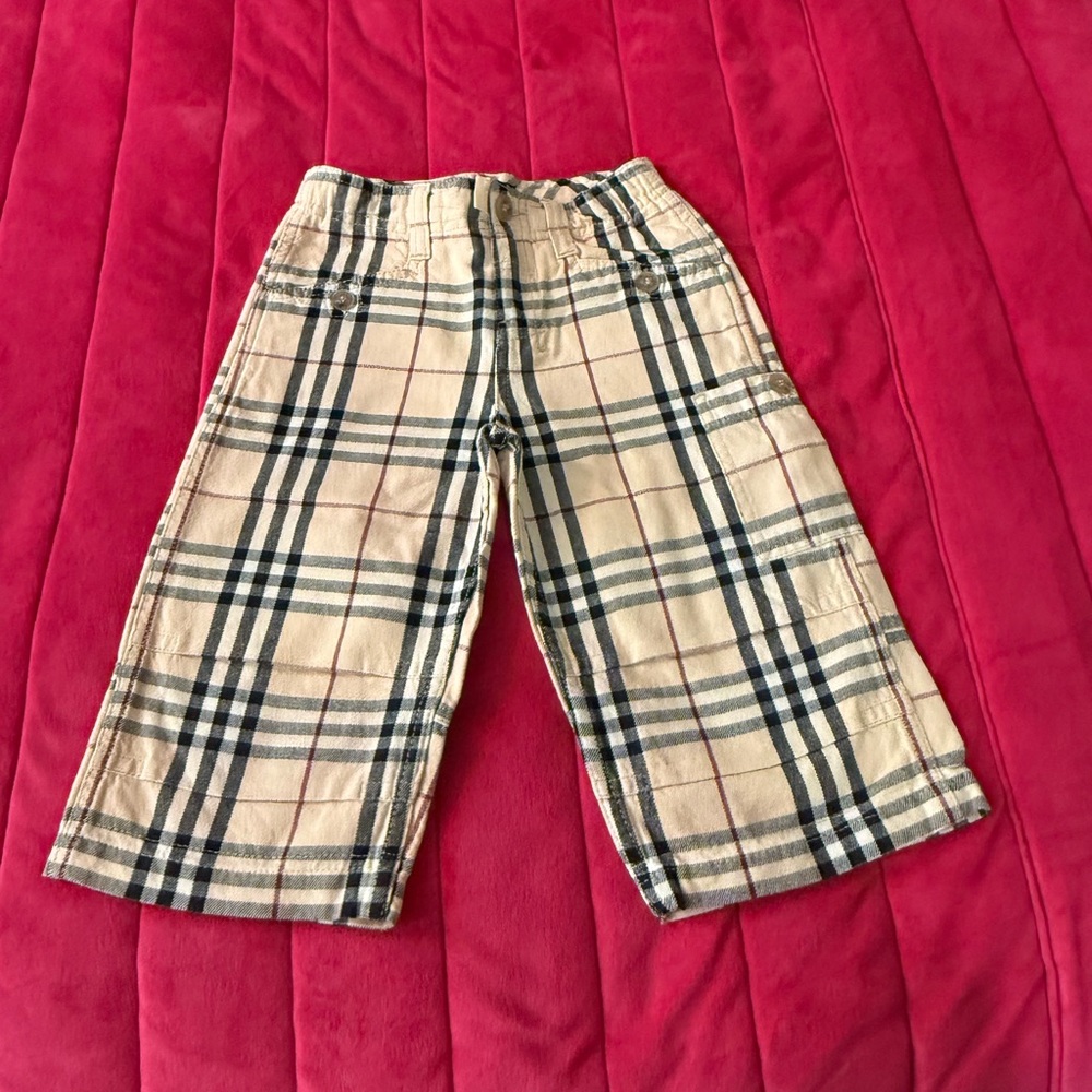 Burberry Beige and Black Plaid Kids Pants